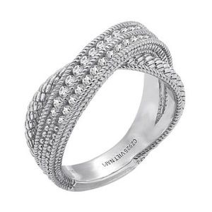Judith Ripka Diamonique Simulated Diamond Crossover Band Ring